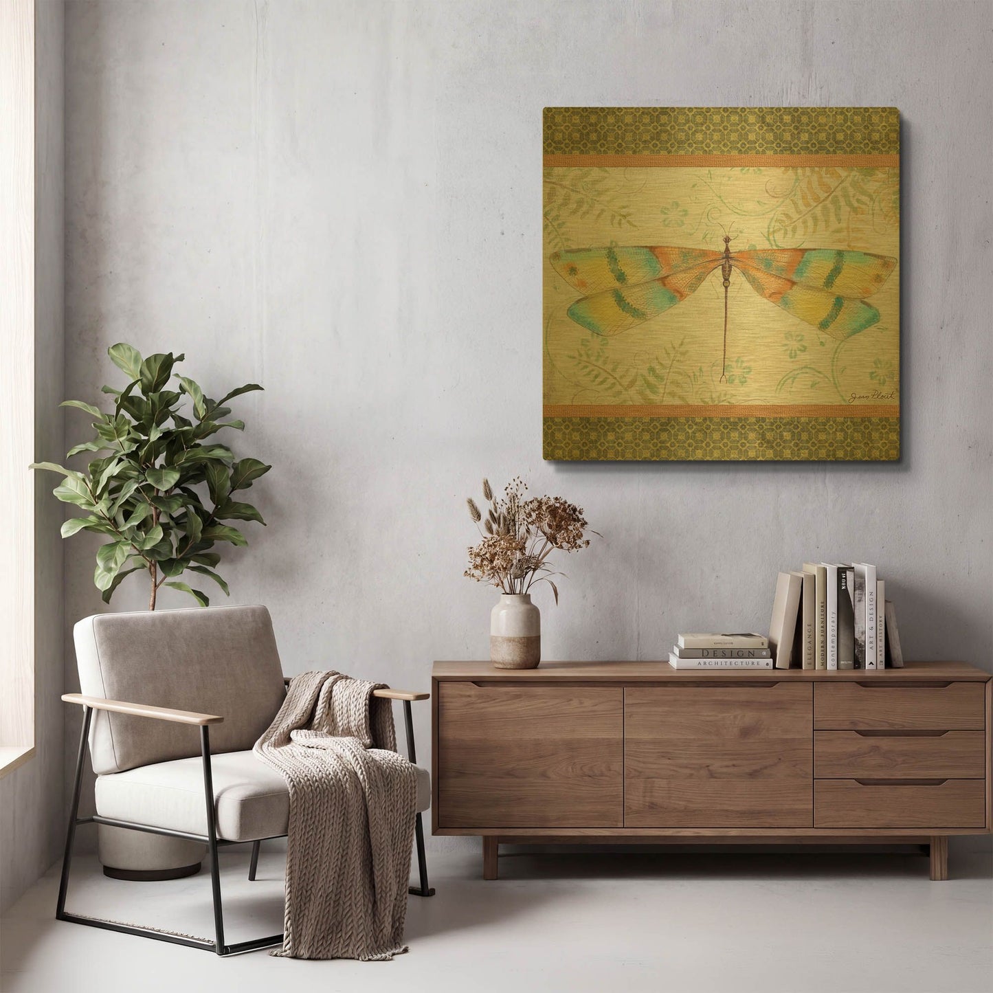 'Lebellule B' By Jean Plout Gold Metal Wall Art