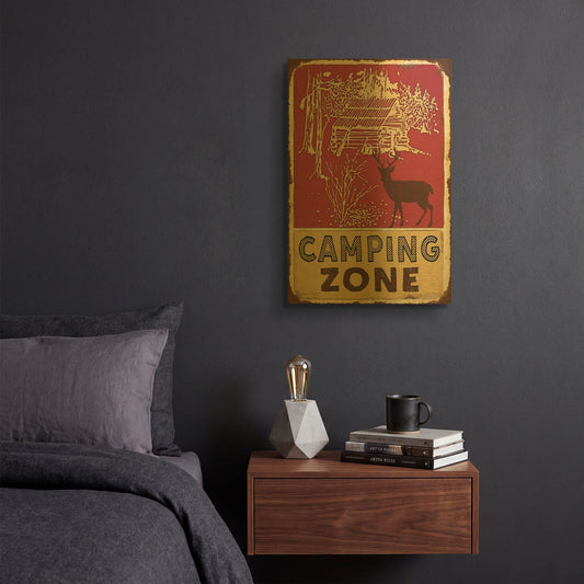 'Lodge Sign B' By Jean Plout Gold Metal Wall Art