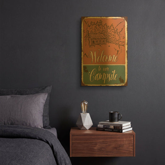 'Lodge Sign C' By Jean Plout Gold Metal Wall Art