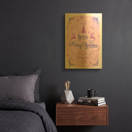 'Merry Christmas 25C' By Jean Plout Gold Metal Wall Art