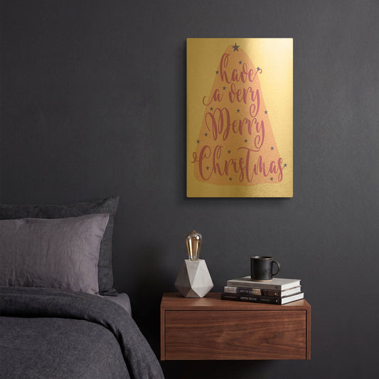 'Merry Christmas 25A' By Jean Plout Gold Metal Wall Art