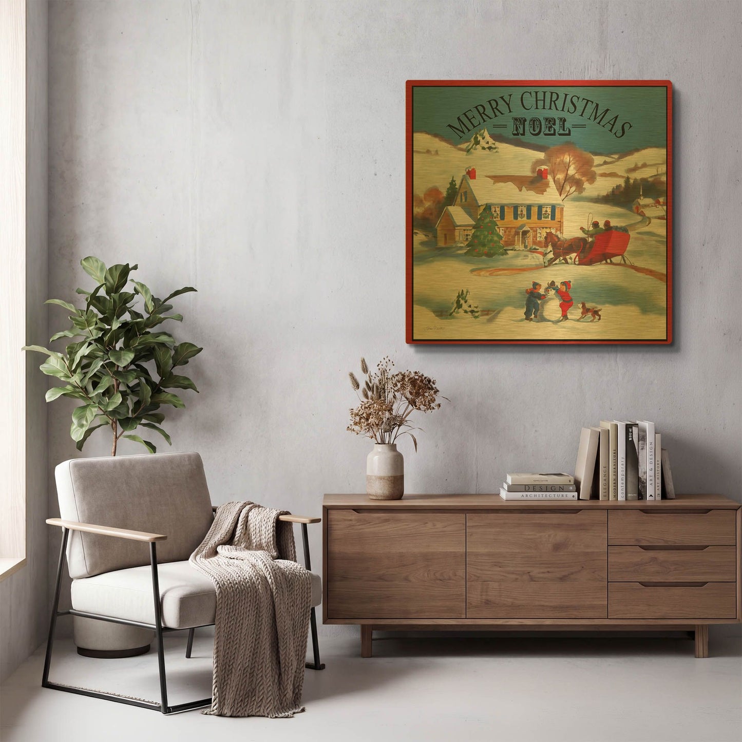 'Merry Christmas Noel' By Jean Plout Gold Metal Wall Art