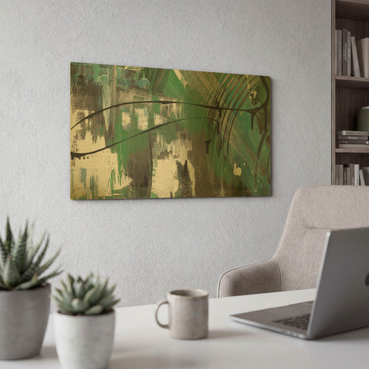 'Moody Blues Abstract A' By Jean Plout Gold Metal Wall Art