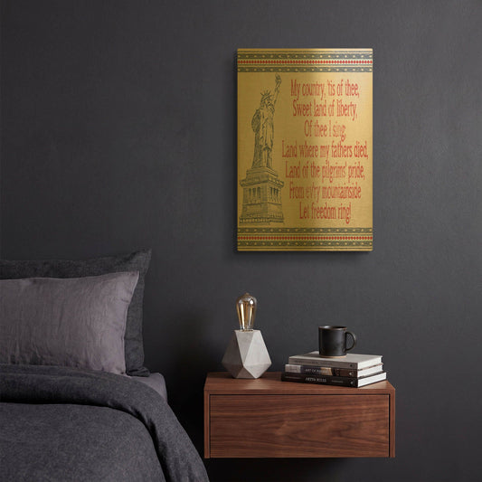 'My Country A White' By Jean Plout Gold Metal Wall Art