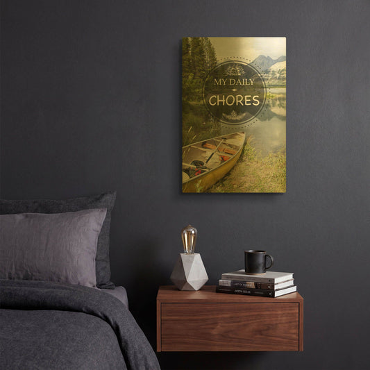 'My Daily Chores' By Jean Plout Gold Metal Wall Art