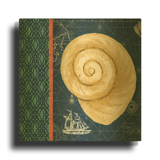 'Nautical Blues B' By Jean Plout Gold Metal Wall Art