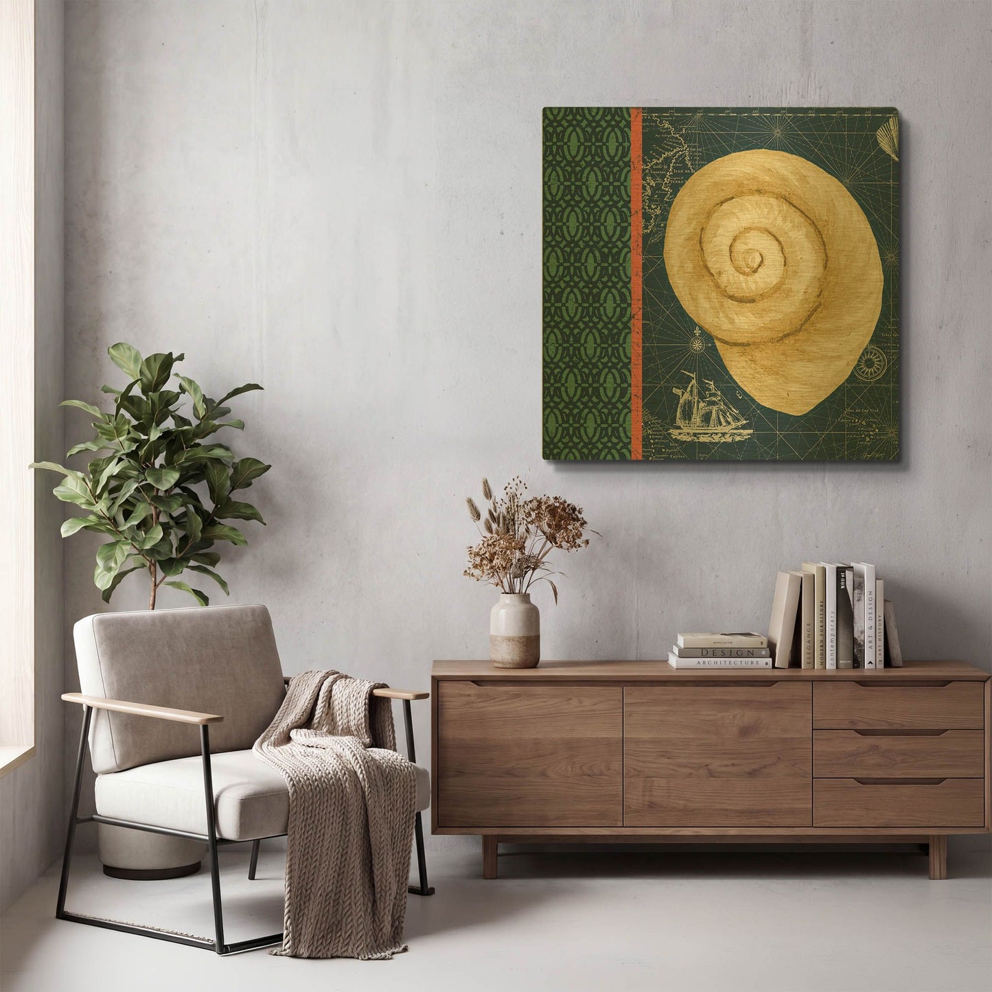 'Nautical Blues B' By Jean Plout Gold Metal Wall Art