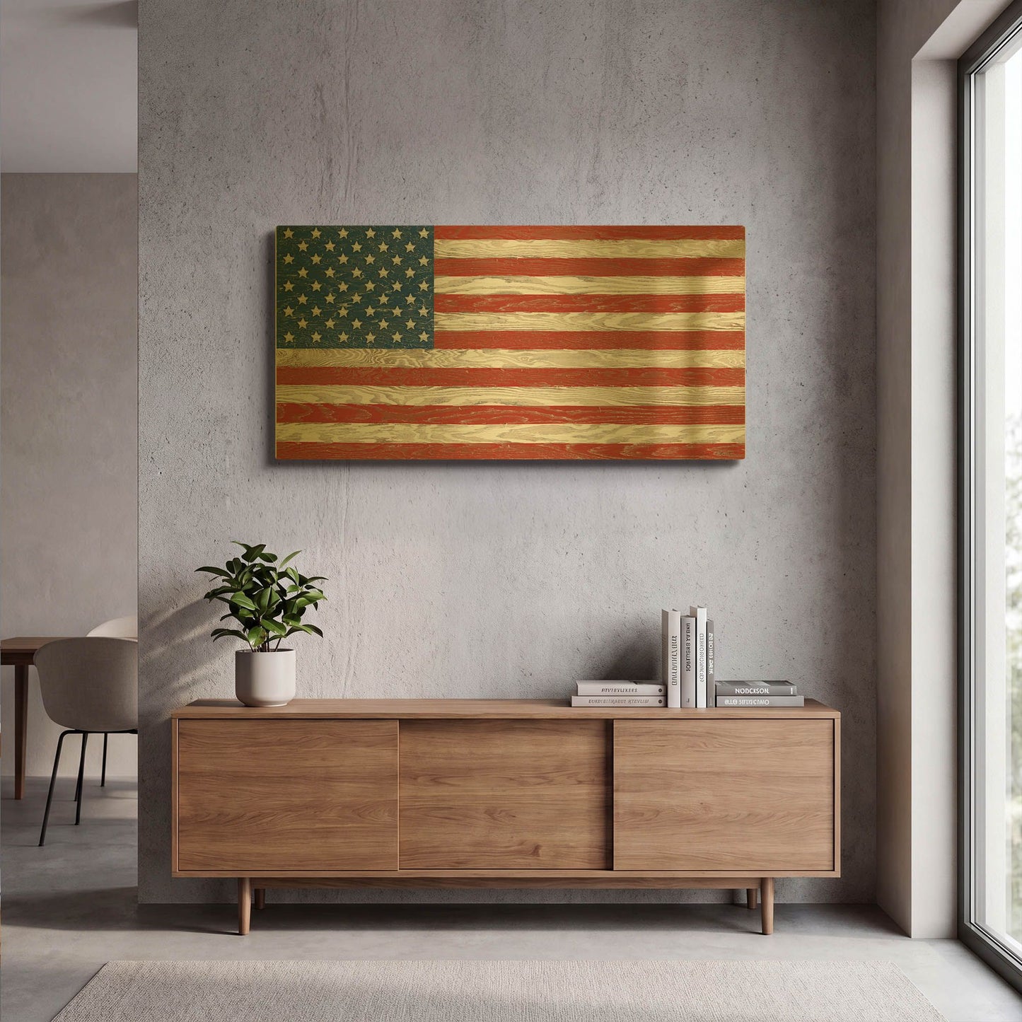 'Old Glory On Wood A' By Jean Plout Gold Metal Wall Art