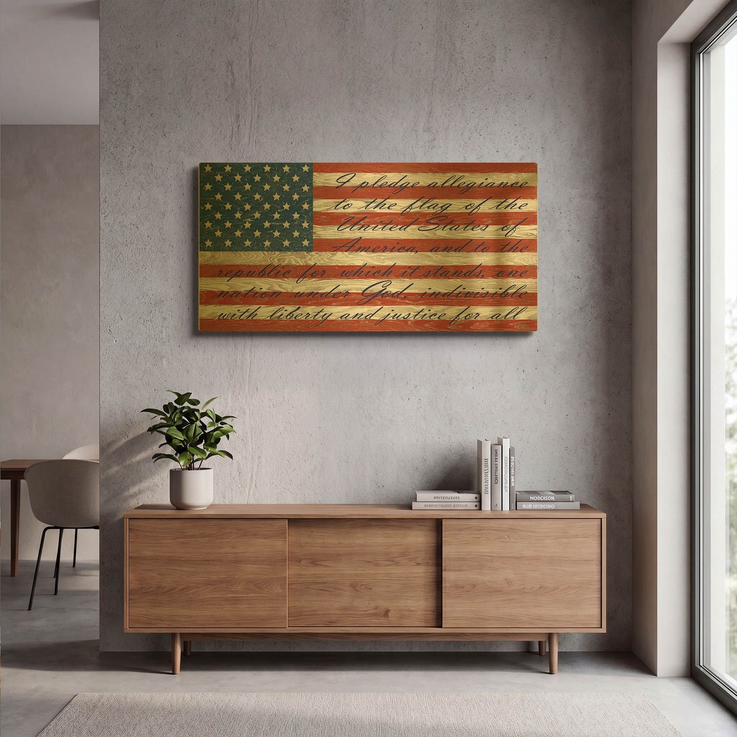 'Old Glory On Wood D' By Jean Plout Gold Metal Wall Art