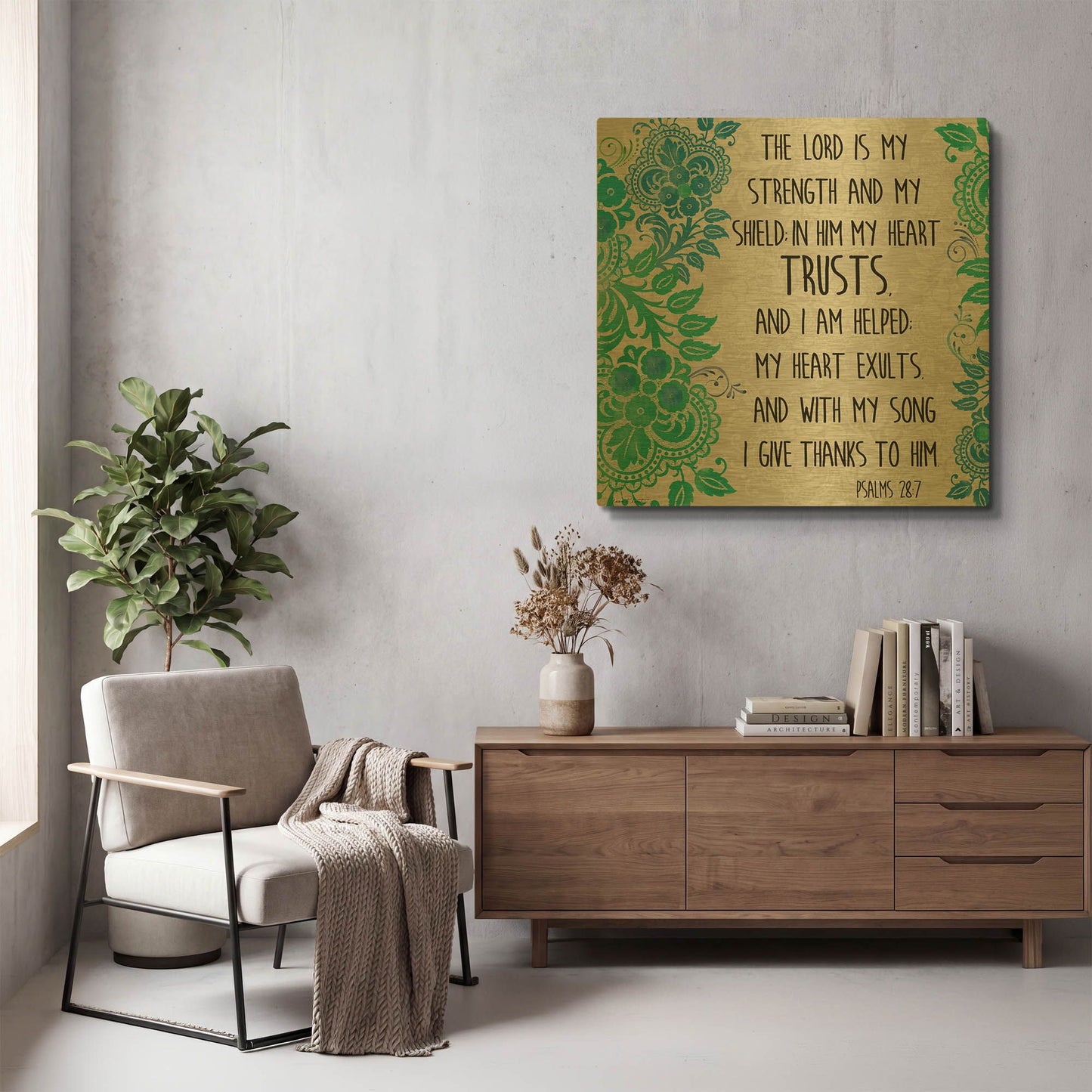 'Paisley Bible Verse B' By Jean Plout Gold Metal Wall Art