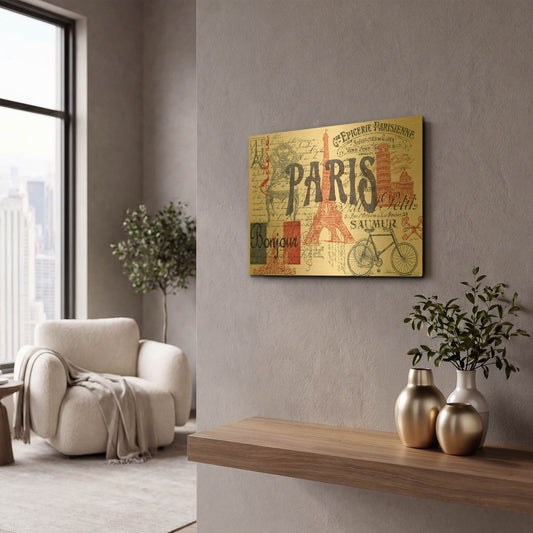 'Paris Tray 1' By Jean Plout Gold Metal Wall Art