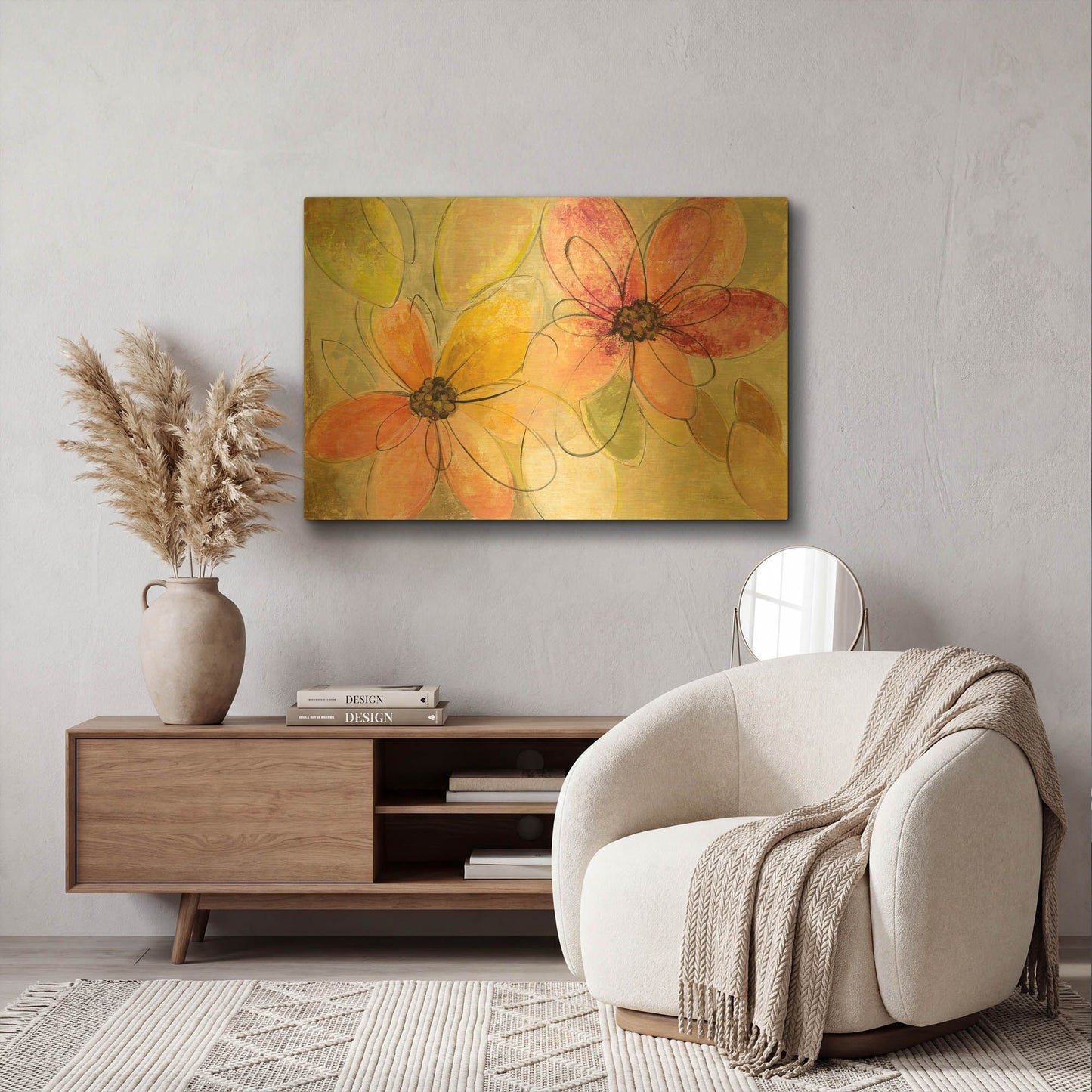 'Neon Floral' By Silvia Vassileva Gold Metal Wall Art