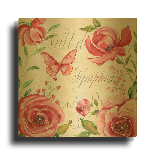 'Pink Symphony In The Garden 1' By Jean Plout Gold Metal Wall Art