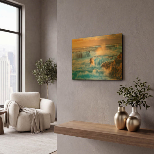 'Sunset Fury' By Darren White Gold Metal Wall Art