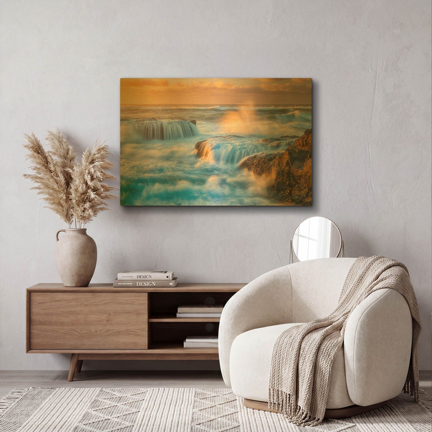 'Sunset Fury' By Darren White Gold Metal Wall Art