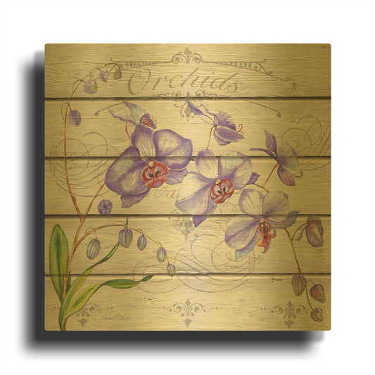 'Purple Orchids' By Jean Plout Gold Metal Wall Art
