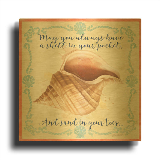 'Sea Shells B' By Jean Plout Gold Metal Wall Art