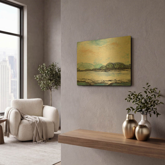 'Serene Landscape' By Jean Plout Gold Metal Wall Art