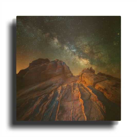 'The Martian Landscape copy' By Darren White Gold Metal Wall Art
