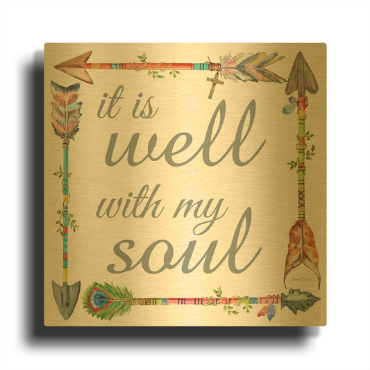 'Spiritual Arrows C' By Jean Plout Gold Metal Wall Art
