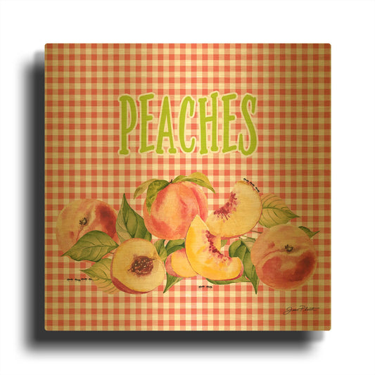 'Summertime Peaches A' By Jean Plout Gold Metal Wall Art