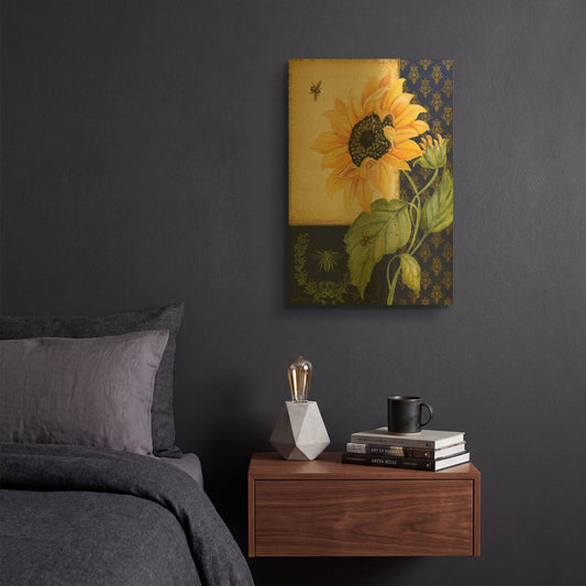 'Sunflower Melody B' By Jean Plout Gold Metal Wall Art