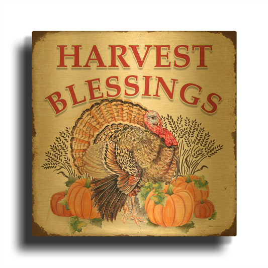 'Thanksgiving F' By Jean Plout Gold Metal Wall Art