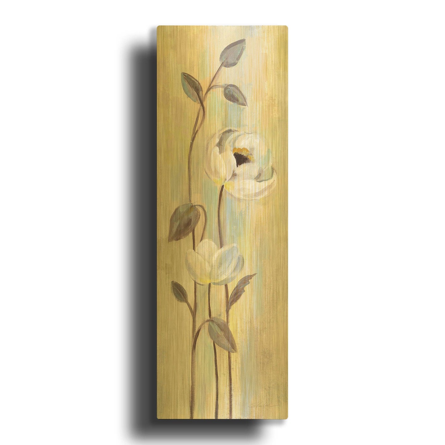 'Neutral Anemone Branches I' By Silvia Vassileva Gold Metal Wall Art