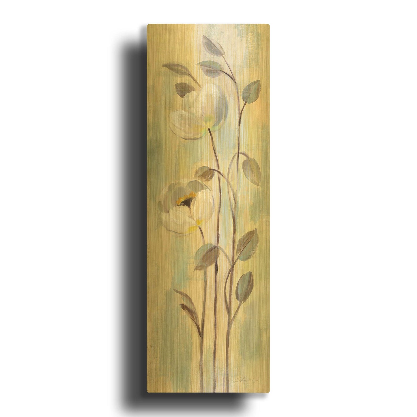 'Neutral Anemone Branches II' By Silvia Vassileva Gold Metal Wall Art