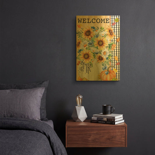 'Welcome Pumpkin Bouquet' By Jean Plout Gold Metal Wall Art