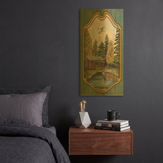 'Wilderness Lodge B' By Jean Plout Gold Metal Wall Art