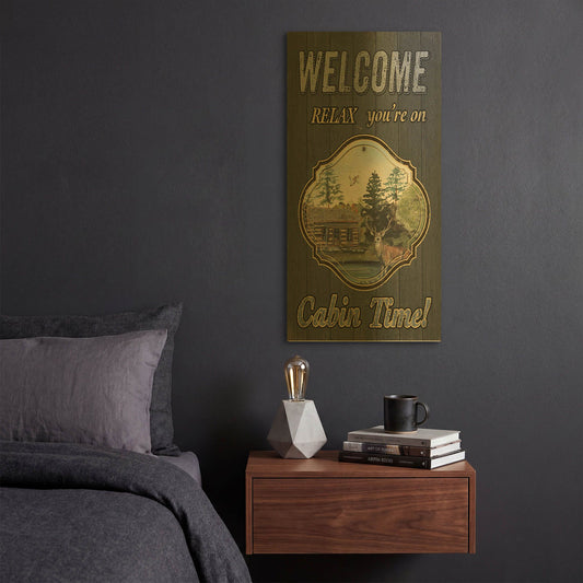 'Wilderness Lodge F' By Jean Plout Gold Metal Wall Art