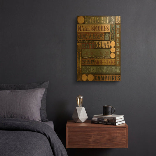 'Wilderness Lodge K' By Jean Plout Gold Metal Wall Art