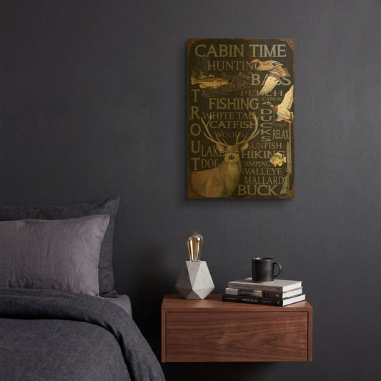 'Wilderness Lodge P' By Jean Plout Gold Metal Wall Art