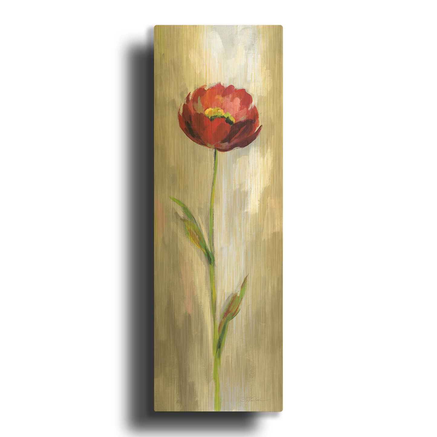 'Single Stem Flower II' By Silvia Vassileva Gold Metal Wall Art