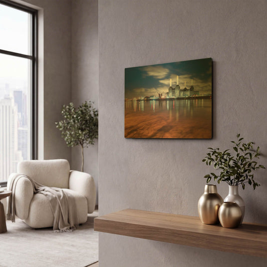 'Battersea Power Station At Night II' By Mark A Paulda Gold Metal Wall Art