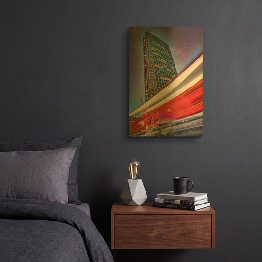 'Centre Point And Double Decker Bus' By Mark A Paulda Gold Metal Wall Art