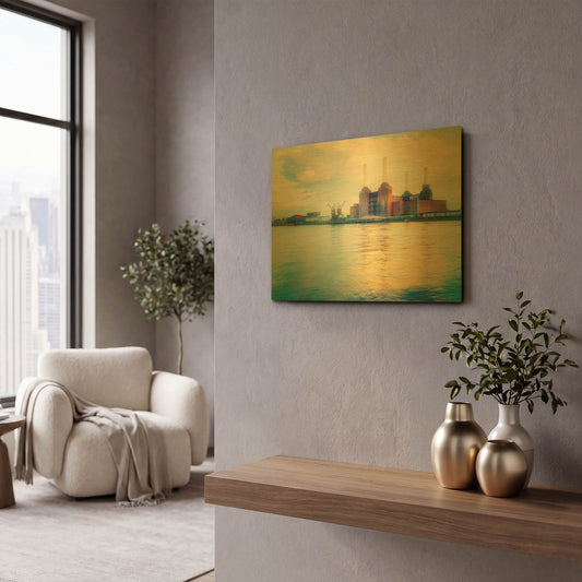 'Iconic Battersea Power Station During Sunset II' By Mark A Paulda Gold Metal Wall Art