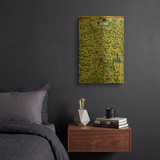 'Lamp Post And Flowering Vines' By Mark A Paulda Gold Metal Wall Art