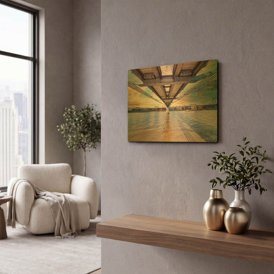 'Millennium Bridge At Sunset' By Mark A Paulda Gold Metal Wall Art