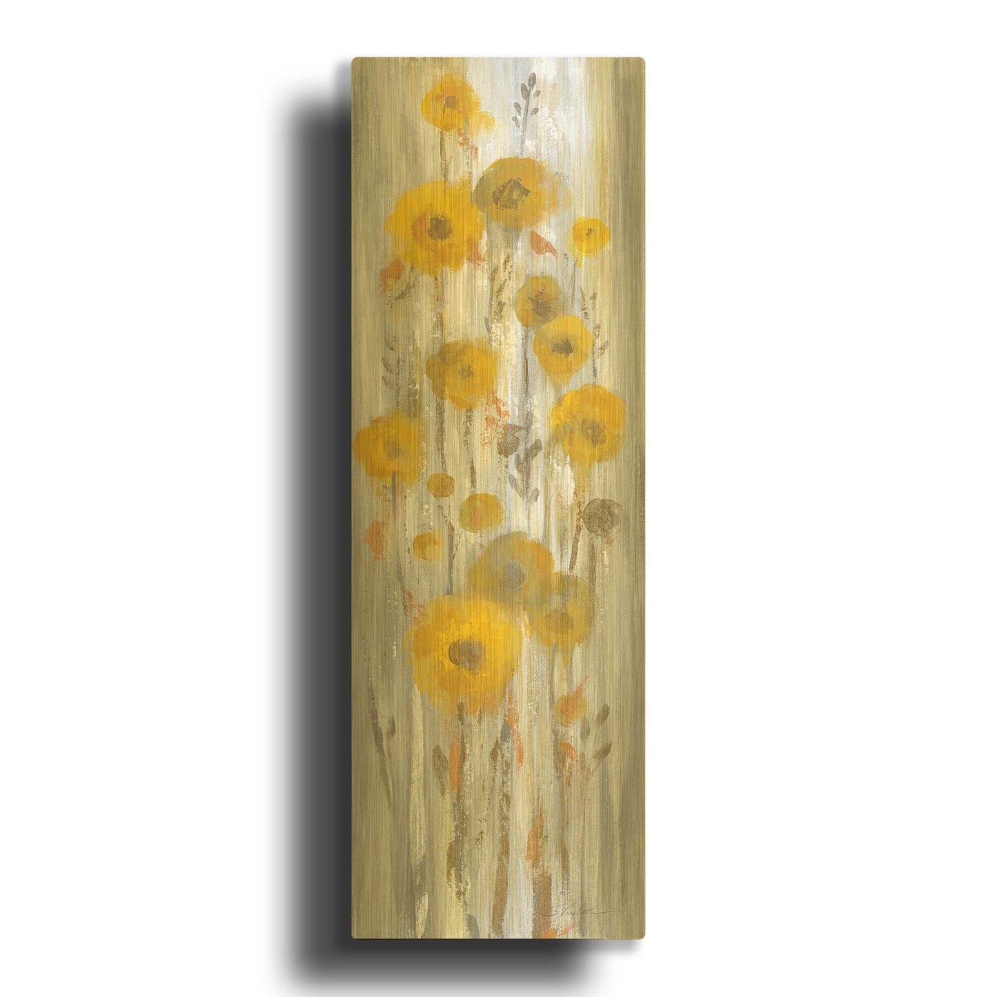 'Roadside Flowers I' By Silvia Vassileva Gold Metal Wall Art