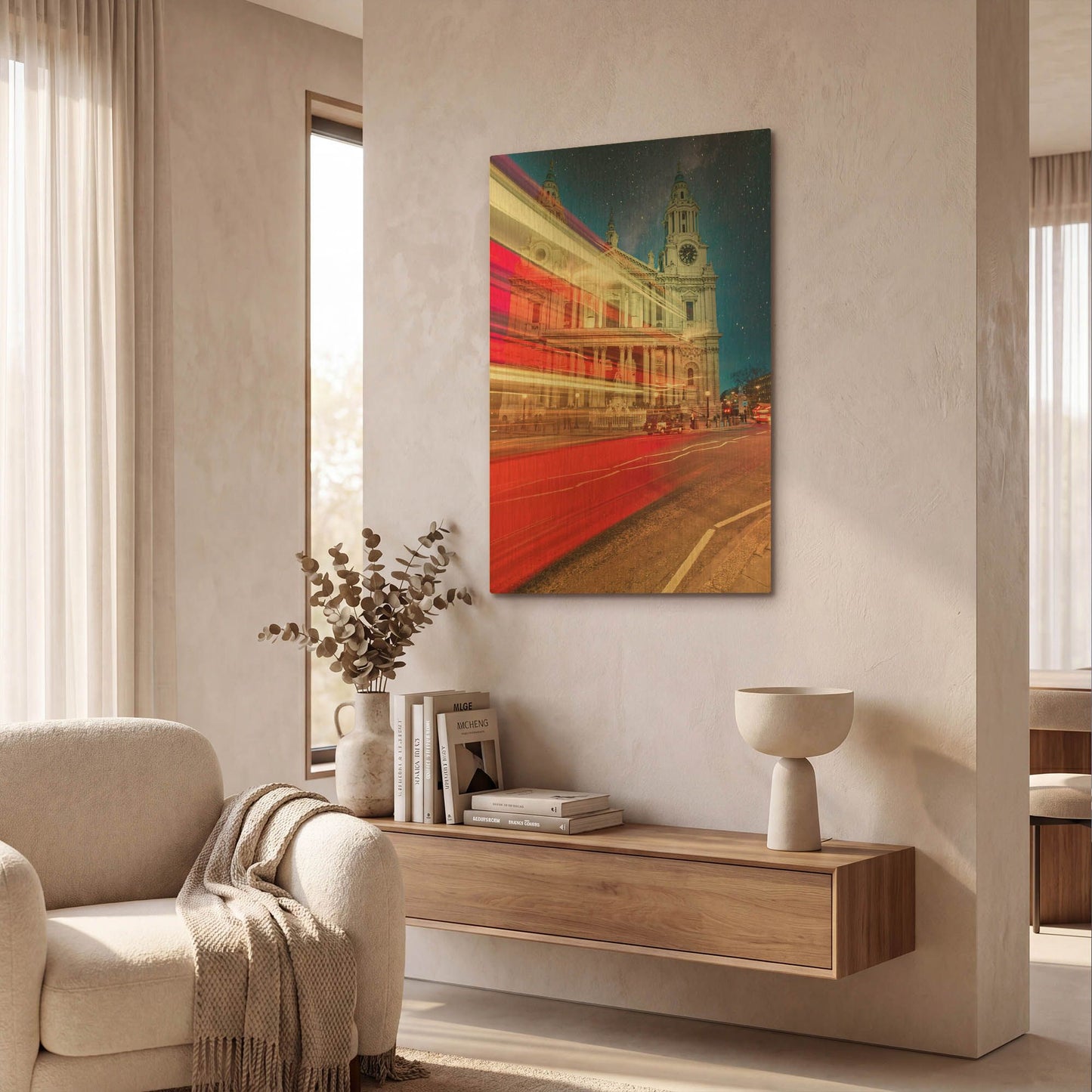 'Red Double Decker Bus And St Paul's Cathedral II' By Mark A Paulda Gold Metal Wall Art
