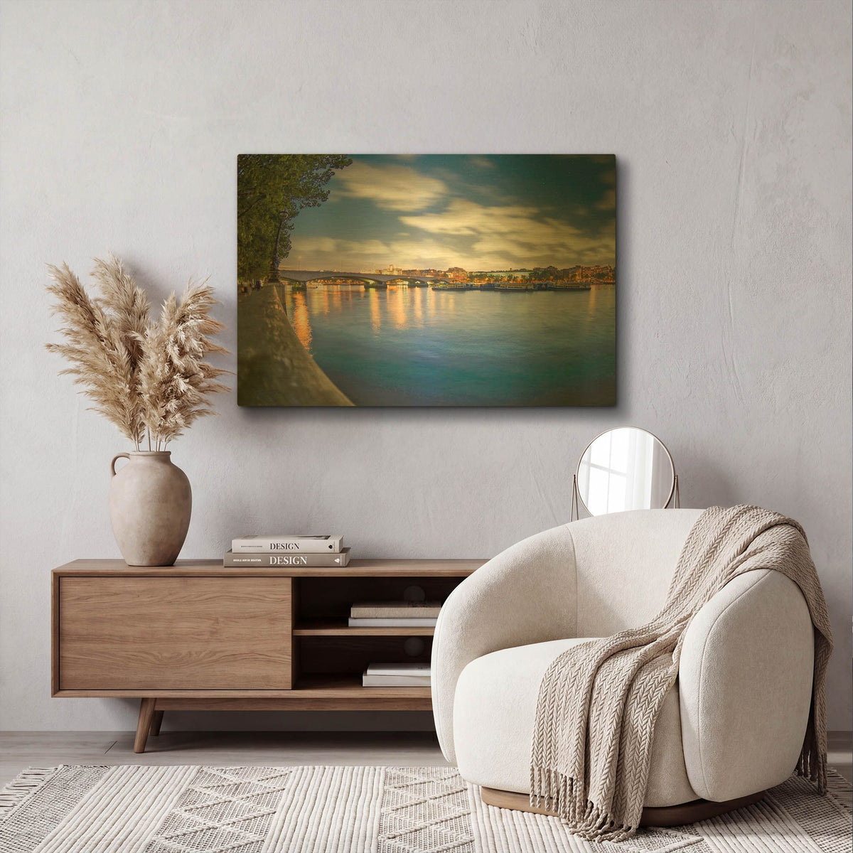 'The Thames During The Blue Hour' By Mark A Paulda Gold Metal Wall Art
