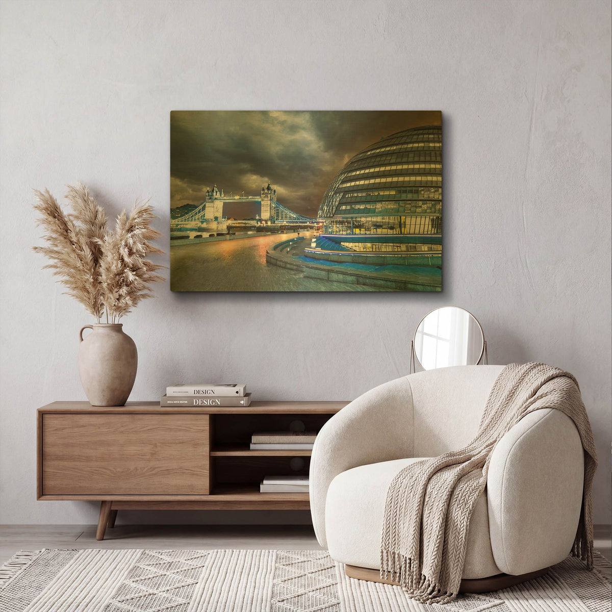 'Tower Bridge And London City Hall' By Mark A Paulda Gold Metal Wall Art