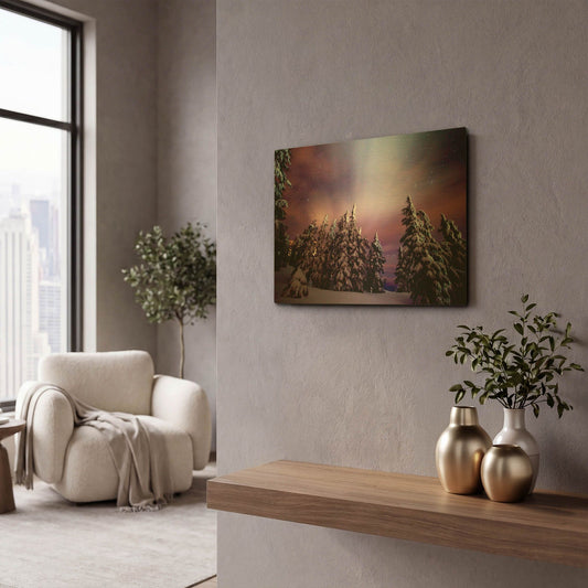 'Winter Nights' By Darren White Gold Metal Wall Art
