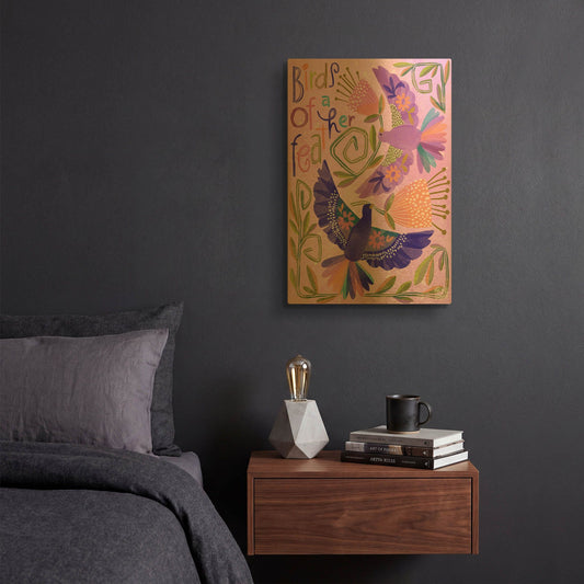'Birds Of A Feather' By Michal Loren Art Gold Metal Wall Art