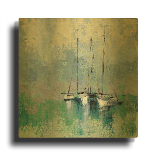 'Boats in the Harbor II' By Silvia Vassileva Gold Metal Wall Art
