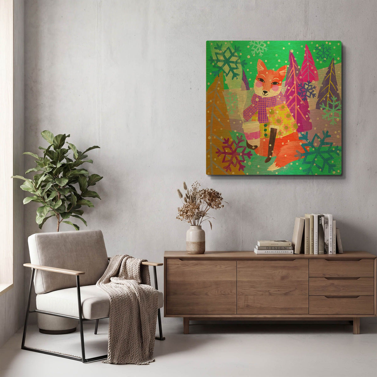 'Fox On The Go' By Michal Loren Art Gold Metal Wall Art