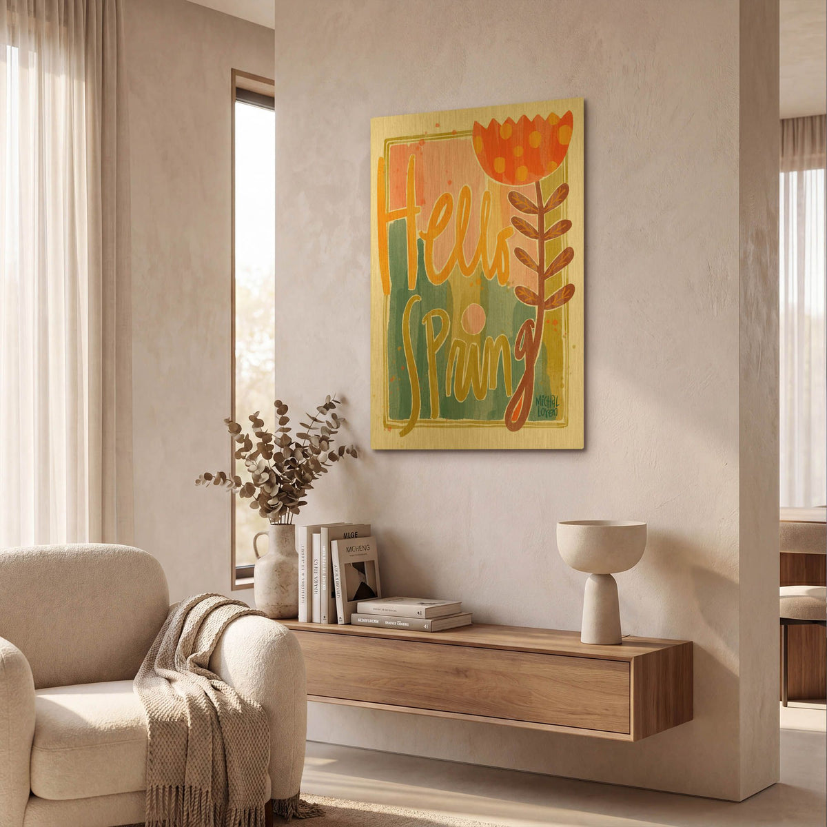 'Hello Spring' By Michal Loren Art Gold Metal Wall Art