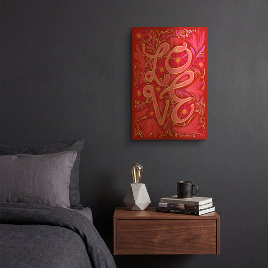 'Love' By Michal Loren Art Gold Metal Wall Art